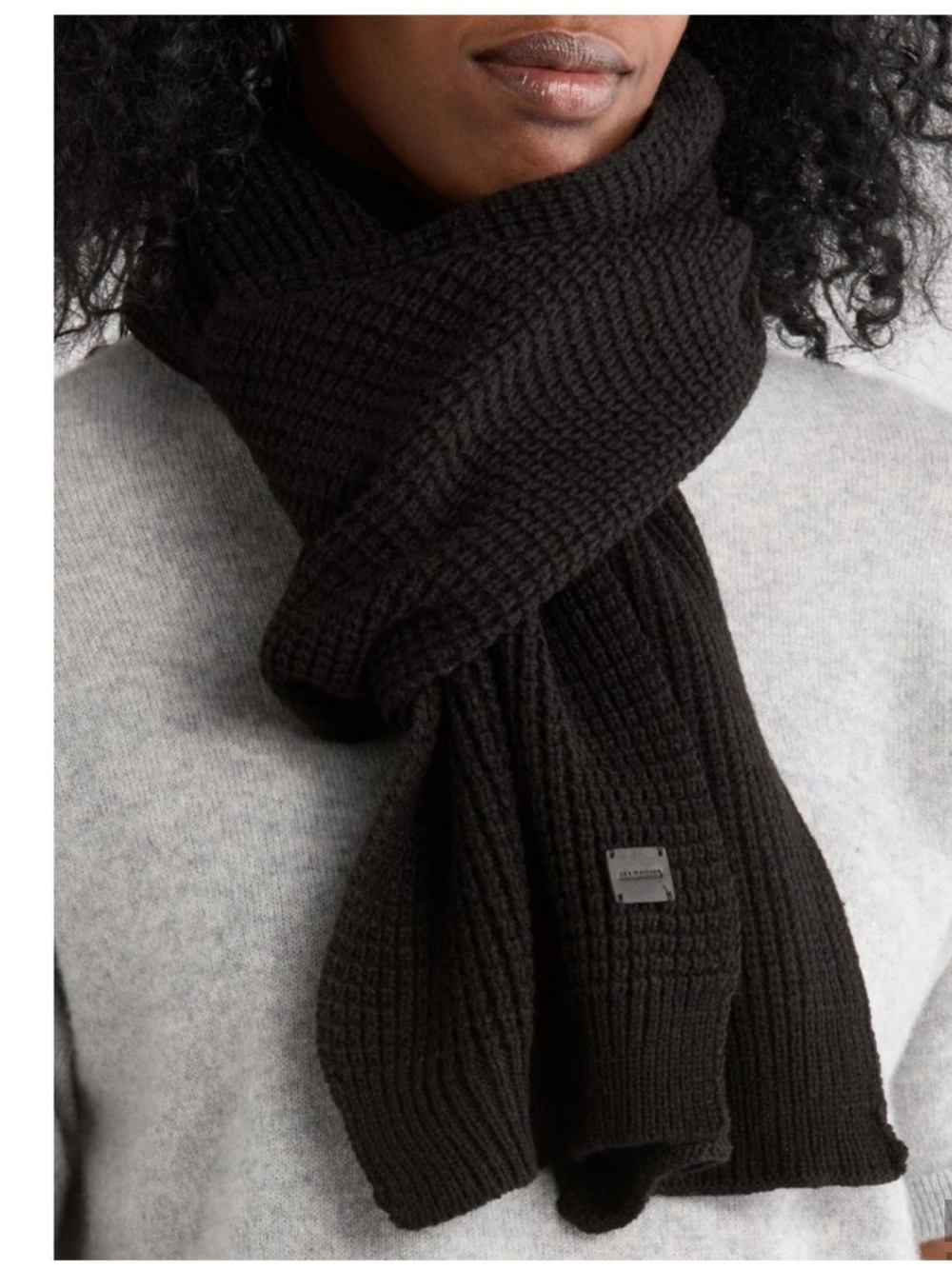 AllSaints All Saints Angled Stitch Knit Wool Bland Scarf